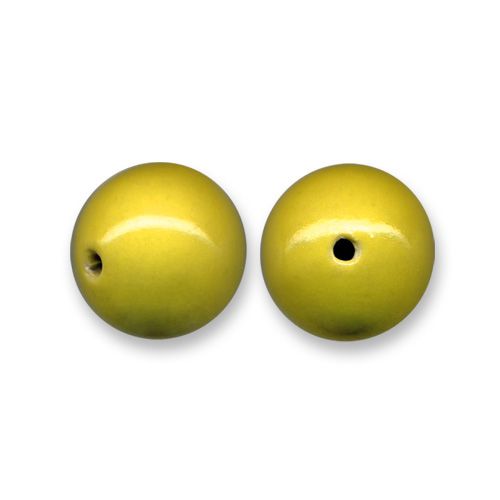 Perle céramique ronde  Ø 15mm  jaune