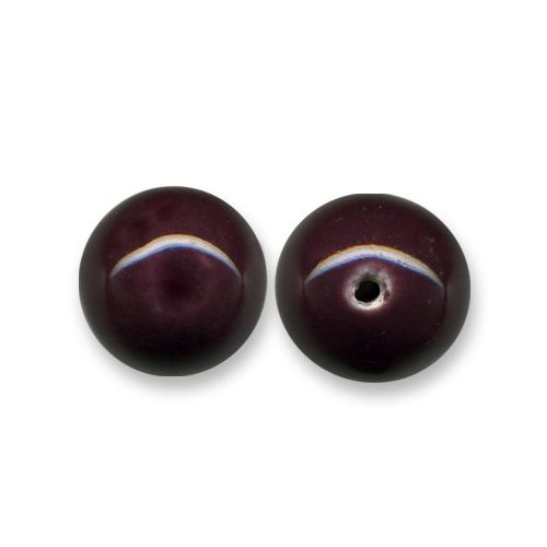 Perle céramique ronde  Ø 15mm  prune