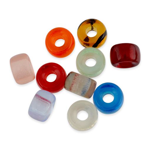 Mélange de perles de verre en forme d'anneaux 9x5mm (x20g)