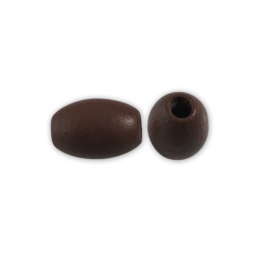 Perle ovale en bois 16x10mm couleur chocolat