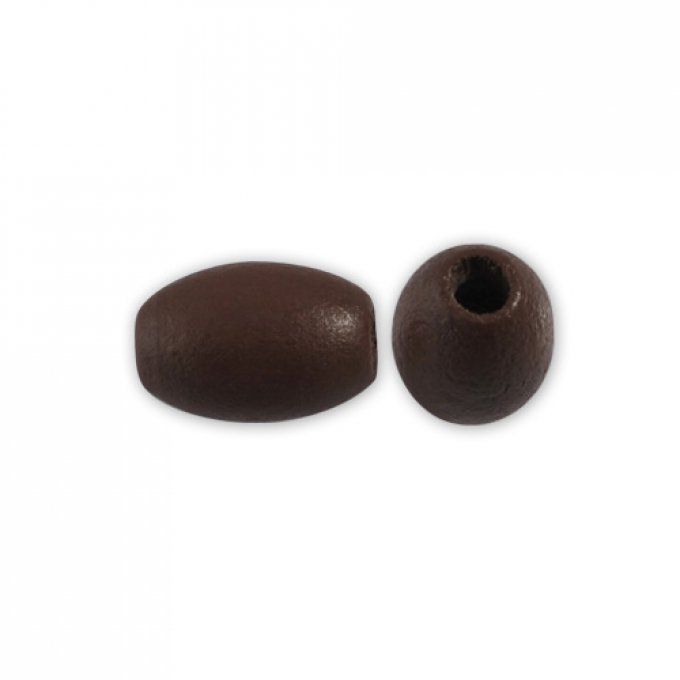 Perle ovale en bois 25x16mm couleur chocolat