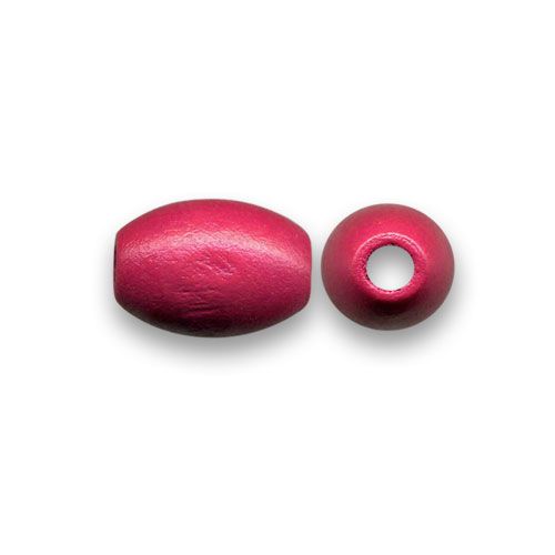 Perle ovale en bois 16x10mm couleur fuchsia