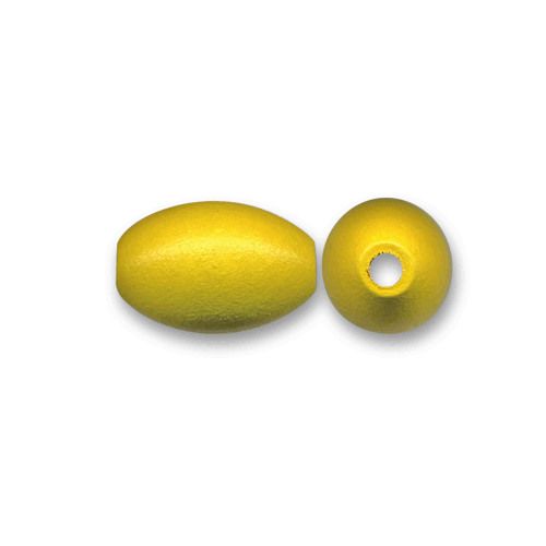 Perle ovale en bois 25x16mm couleur jaune