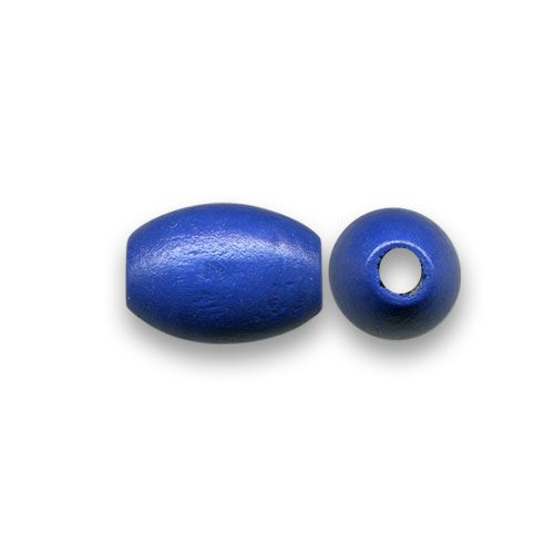 Perle ovale en bois 16x10mm couleur marine