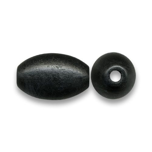Perle ovale en bois 16x10mm couleur noir