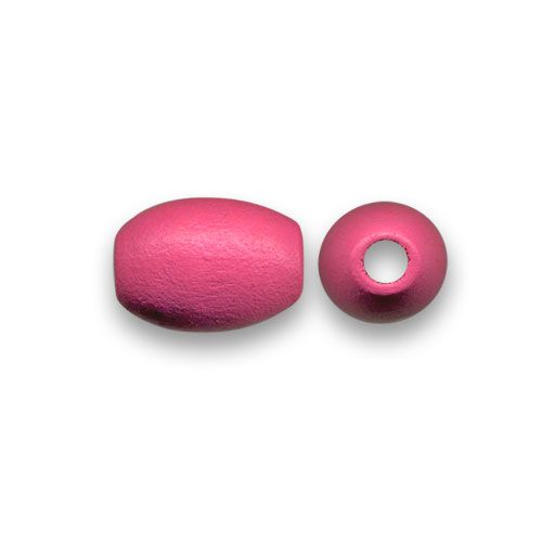 Perle ovale en bois 16x10mm couleur rose