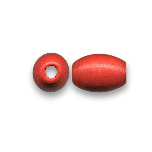 Perle ovale en bois 16x10mm couleur tomate