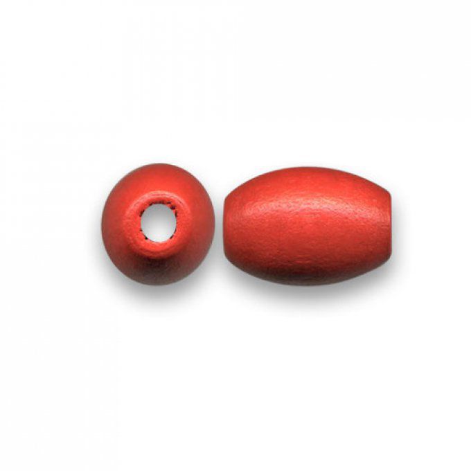 Perle ovale en bois 25x16mm couleur tomate