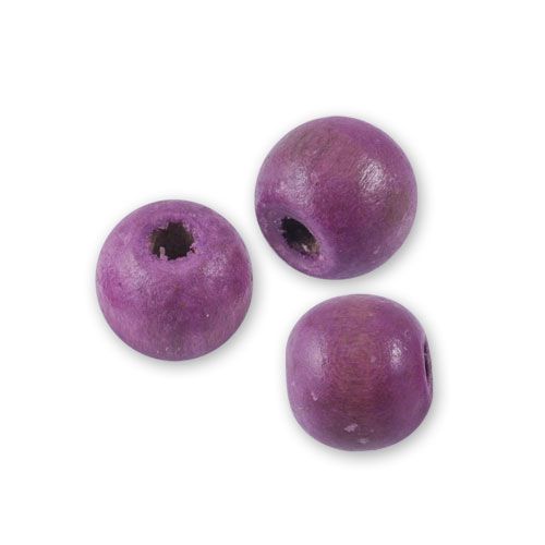 10 Perles rondes en bois Ø 12mm lilas