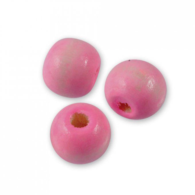 10 Perles rondes en bois Ø 12mm rose