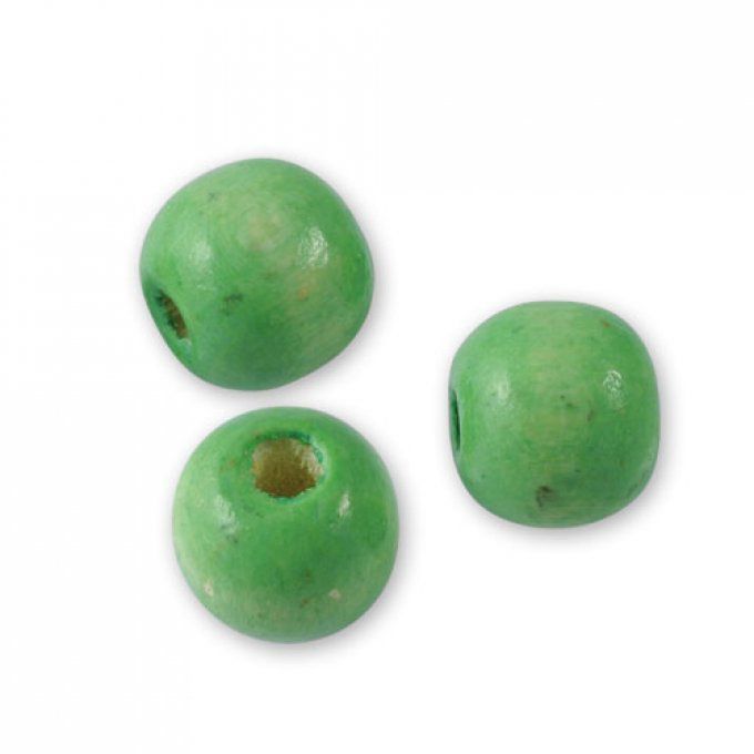 10 Perles rondes en bois Ø 12mm vert