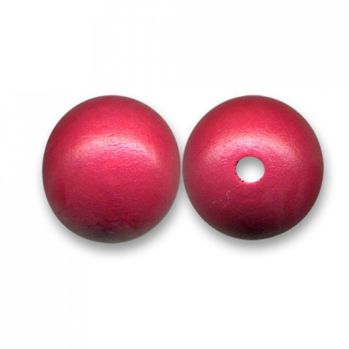 Perle ronde en bois Ø 16mm fuchsia