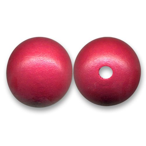 Perle ronde en bois   Ø 20mm couleur fuchsia