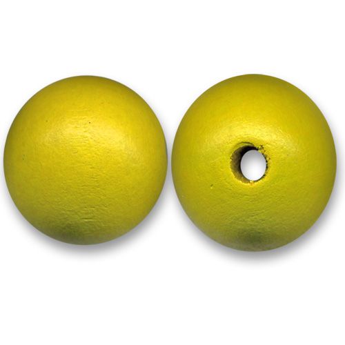 Perle ronde en bois   Ø 20mm couleur jaune