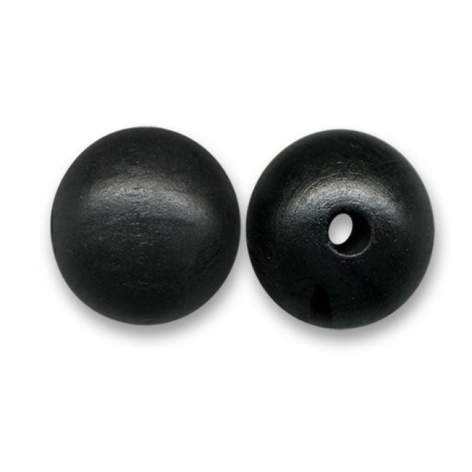 Perle ronde en bois   Ø 20mm couleur noire