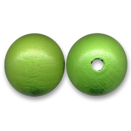 Perle ronde en bois   Ø 20mm couleur verte