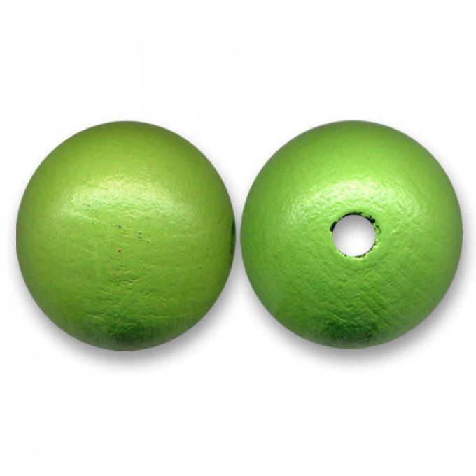 Perle ronde en bois   Ø 20mm couleur verte