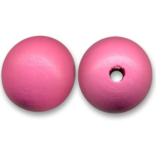 Perle ronde en bois   Ø 20mm couleur rose