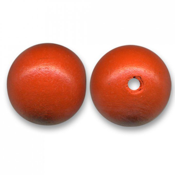 Perle ronde en bois   Ø 20mm couleur tomate