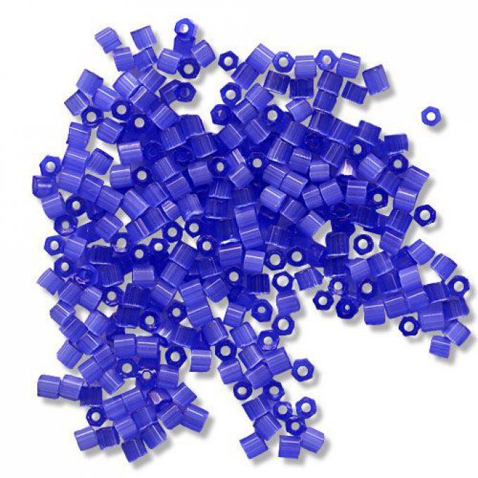 Bugle trou rond 1'' satiné bleu  (20g) 