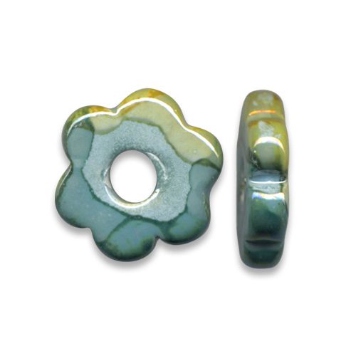 Fleur en céramique Ø 18mm couleur jade