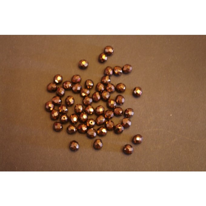 Preciosa 20 perles facettées 8mm   Jet brass