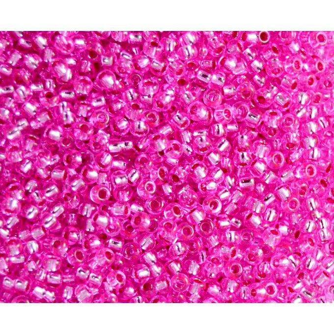 Rocaille Preciosa  11/0  Transparent Dark pink lined crystal  (x20g)