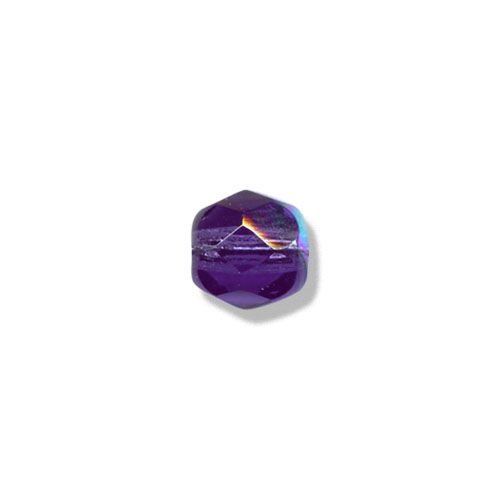 50 perles rondes facettées  4x4mm Violet irisé