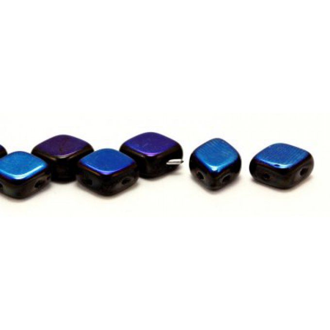 10 Perles Rhombus de Bohème 10x8mm couleur  Black Opaque, Azuro