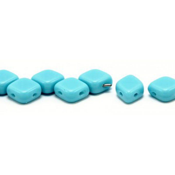 10 Perles Rhombus de Bohème 10x8mm couleur  Blue turquoise opaque