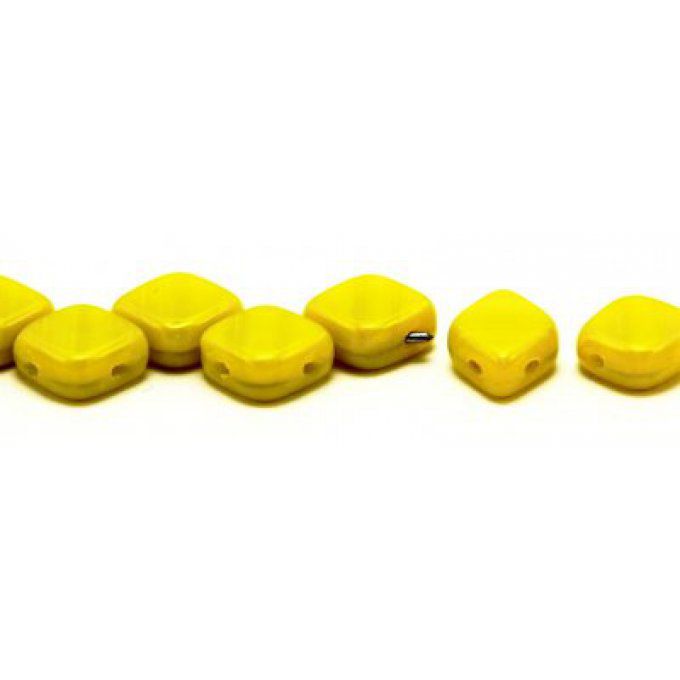 10 Perles Rhombus de Bohème 10x8mm couleur  Yellow opaque
