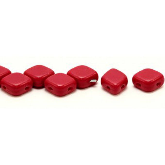 10 Perles Rhombus de Bohème 10x8mm couleur  Red opaque
