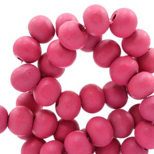 50 perles rondes en bois Ø 8mm couleur rose cerise