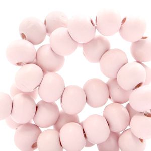 50 perles rondes en bois Ø 8mm couleur rose clair