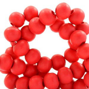 50 perles rondes en bois Ø 8mm couleur rouge écarlate