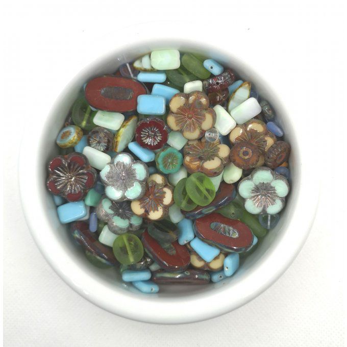 Mélange de perles de verre de Bohème Safari trip (x50g)