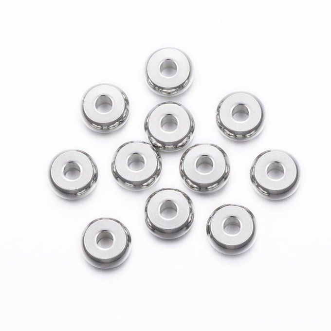 Séparateur de perles en inox 201 en forme de rondelle 8x3.5mm