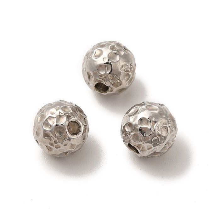 Perle  en acier inoxydable 201  forme ronde  8mm effet cabossé