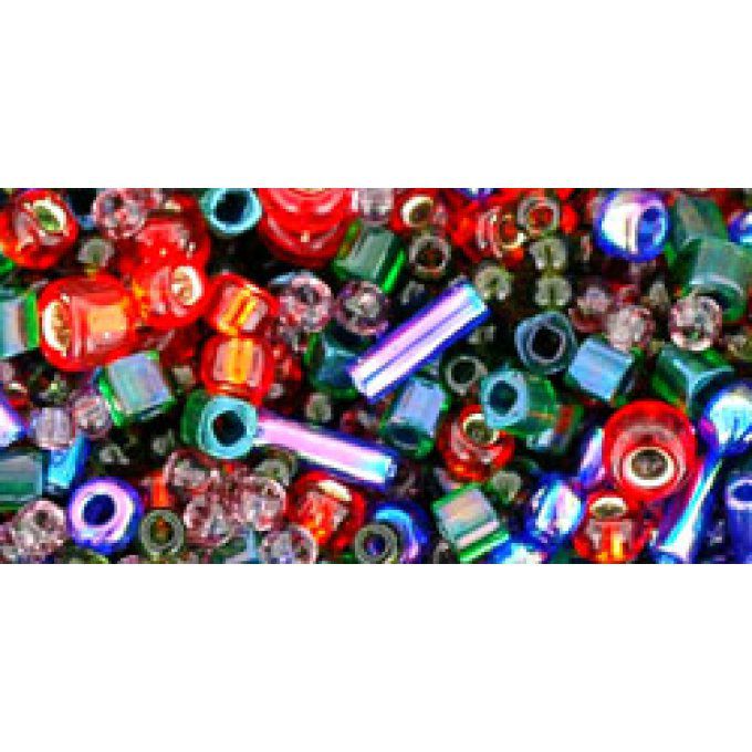 Toho rocailles mélange de formes et de couleurs : Shousei Red Green Blue Mix (x20g)