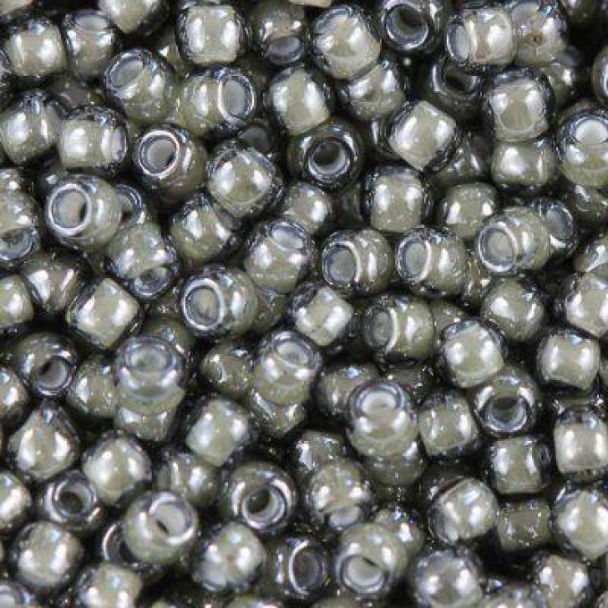 Rocaille  Toho taille 11/0  inside-color black diamond/white-line (x10g) 