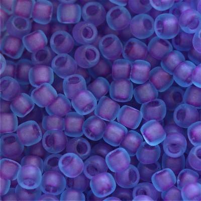Rocaille  Toho taille 11/0  inside-color frosted aqua/purple lined   (x10g)