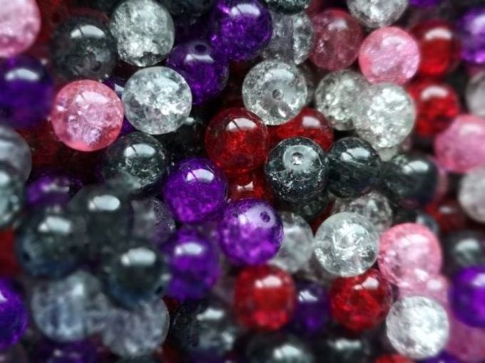 Perles de verre rondes  transparentes  diamètre 8mm mélanges de couleurs   (x20) 