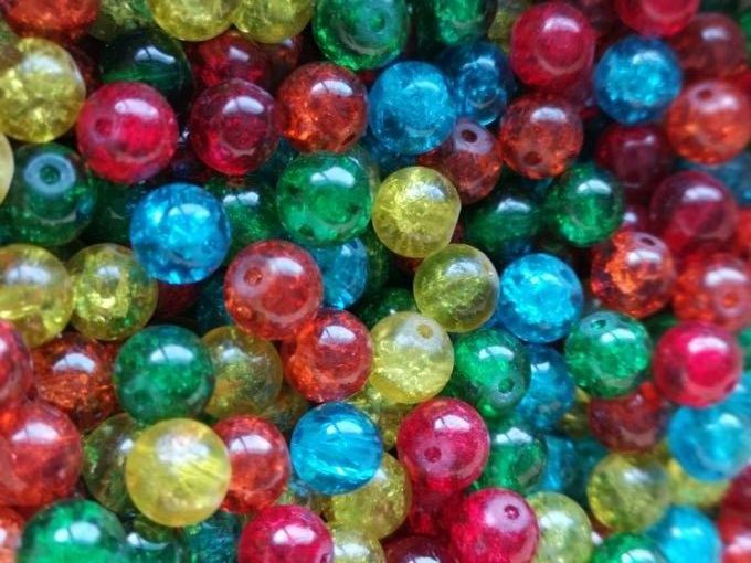 Perles de verre rondes  transparentes  diamètre 8mm mélanges de couleurs   (x20)