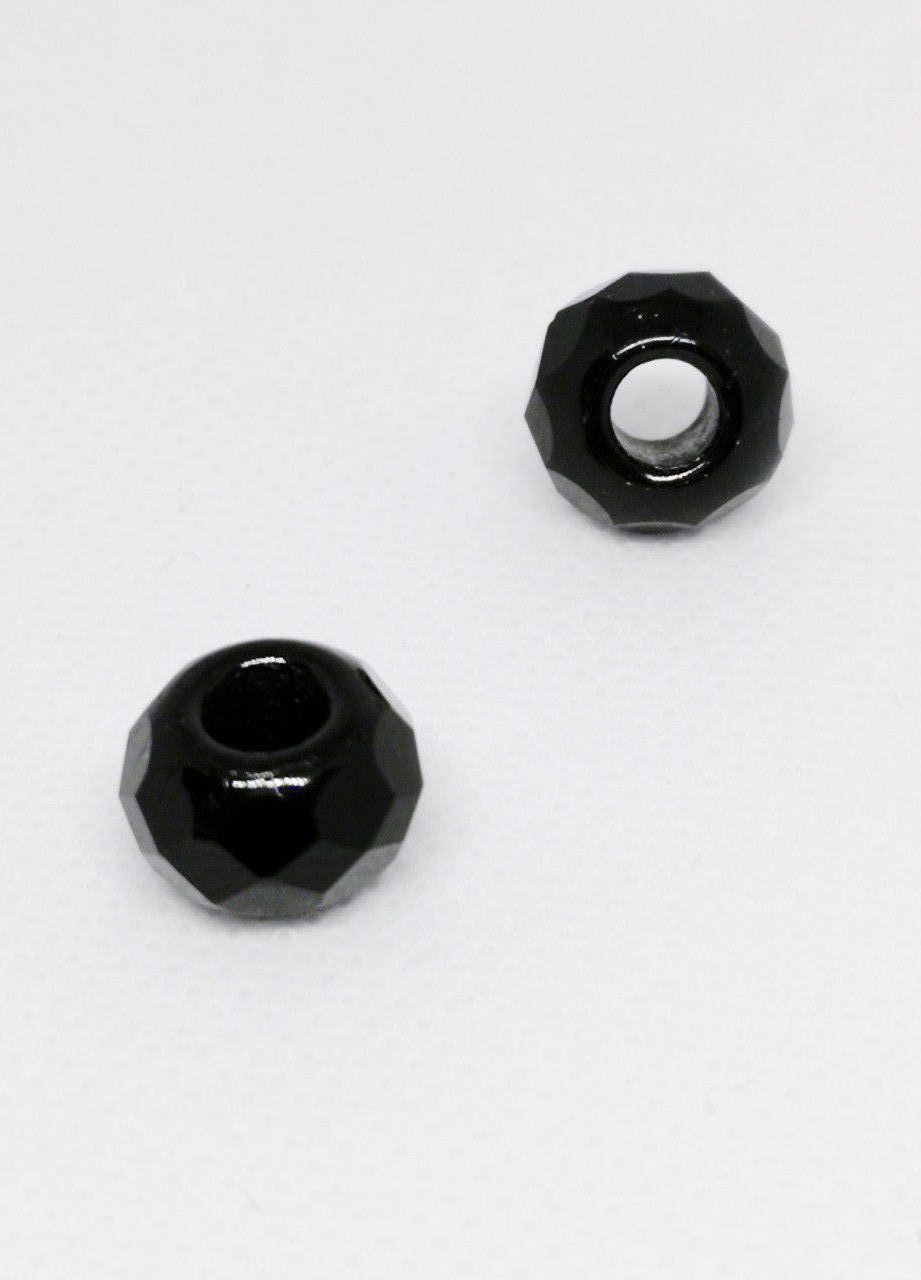 Perle en verre forme rondelle facettée de Bohème 8x12mm   noir opaque