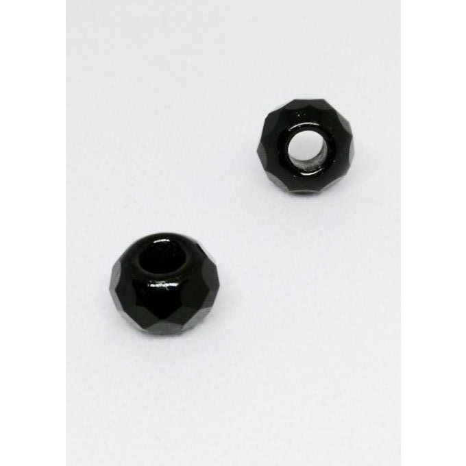 Perle en verre forme rondelle facettée de Bohème 8x12mm   noir opaque